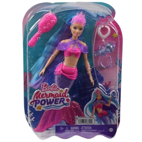 Barbie Mermaid Power Doll Set, Barbie "Malibu" Fashion Doll w/Seahorse Pet & Acc - Picture 1 of 5